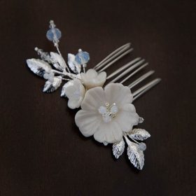 Petit bijou de cheveux mariée bohème fleurs feuilles Apolline