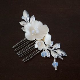 Petit bijou de cheveux mariée bohème fleurs feuilles Apolline