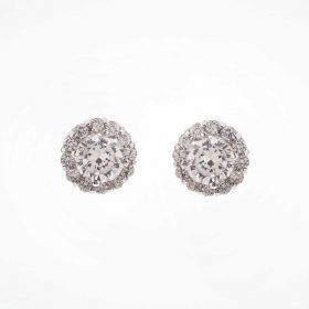 Boucles mariage cristal, clous d'oreilles rondes zircon Agatha