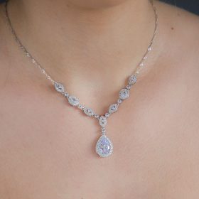 Collier mariage cristal zircon, bijou mariage élégant Clara