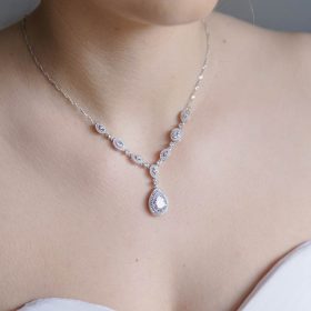 Collier mariage cristal zircon, bijoux mariage élégant