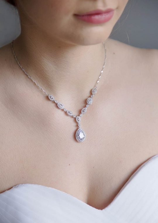 Collier mariage cristal zircon, bijoux mariage élégant