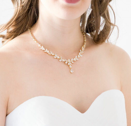 Collier mariage cristal, bijou argenté élégant chic "Allison"