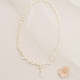 Collier mariage cristal, bijou argenté élégant chic Allison