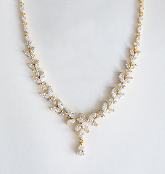 Collier mariage cristal, bijou argenté élégant chic "Allison" – Image 4