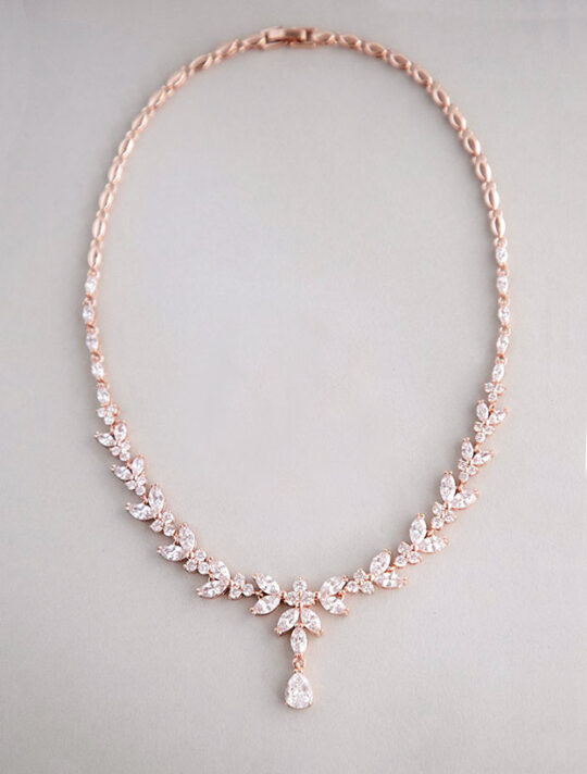 Collier mariage cristal, bijou argenté élégant chic "Allison" – Image 3