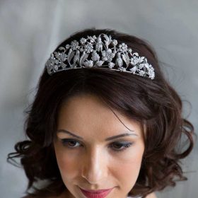 Diadème fleuri, accessoire de cheveux mariage en cristal Tatiana
