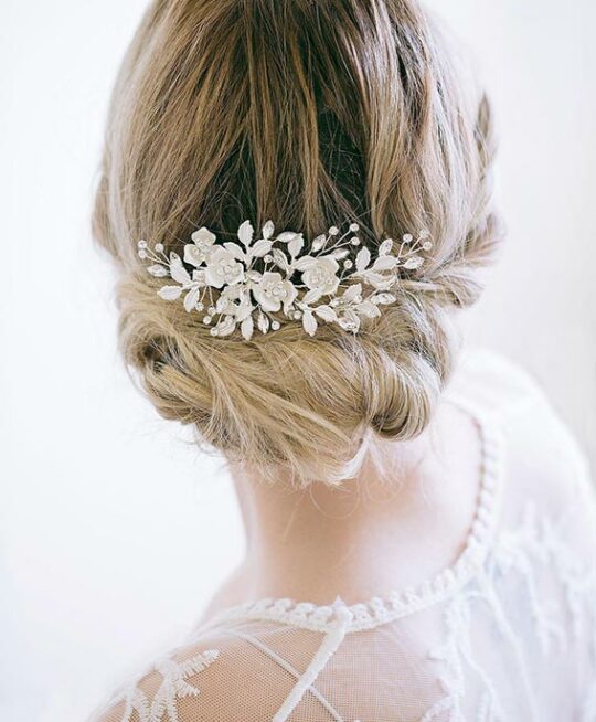 Bijou cheveux mariée fleurs, pince coiffure champêtre chic Anastasia