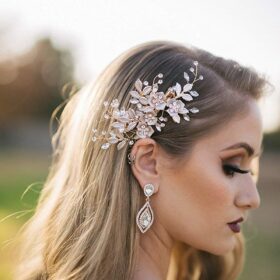 Bijou coiffure mariée fleurs feuilles, pince cheveux bohème chic « Lou »