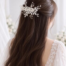 Alternative view of Bijou coiffure mariée fleurs feuilles, pince cheveux bohème chic "Lou"