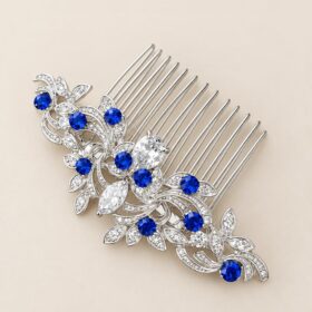 Peigne cheveux mariage touche bleu "Rosabella"