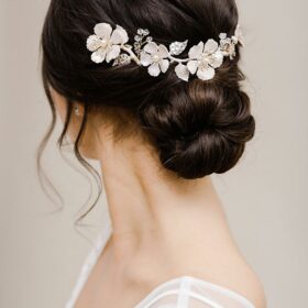 Bijou cheveux mariage fleurs strass feuilles Zora