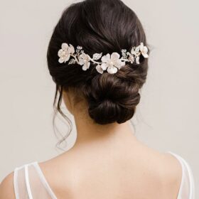 Bijou cheveux mariage fleurs strass feuilles Zora