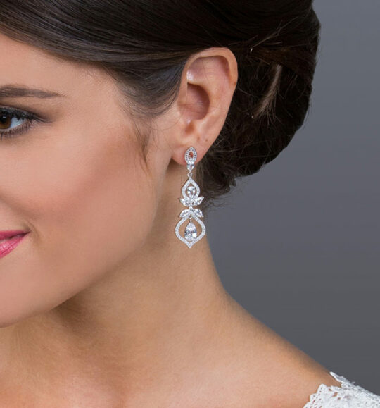 Boucles d’oreilles mariage pendantes chics romantiques Dorothée