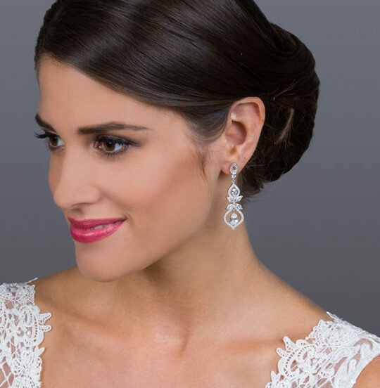 Boucles d’oreilles mariage pendantes chics romantiques Dorothée