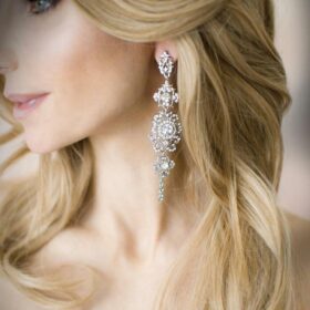 Boucles d'oreilles mariée chandelier longues Art-dec