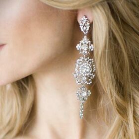 Boucles d'oreilles mariée chandelier longues Art-dec