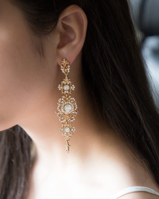 Boucles d'oreilles mariée longues retro chic Art-deco « Irena» – Image 2