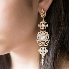 Boucles d'oreilles mariée longues retro chic Art-deco « Irena»