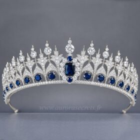 Couronne de mariage luxueuse bleu, diadème étincelant haute qualité "Mirena"