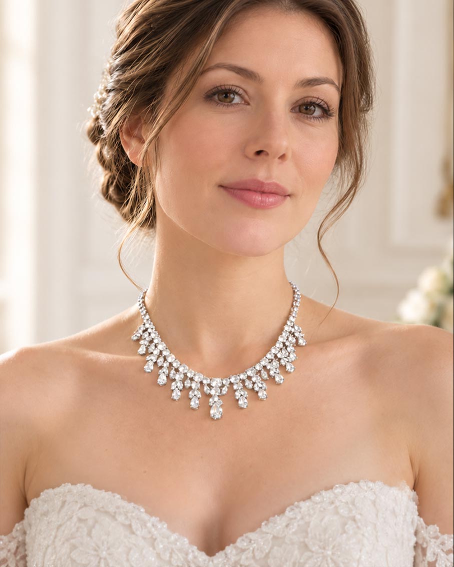 Collier princesse pour mariage luxe éclat diamanté "Romina" – Image 2