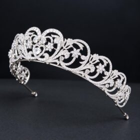 Diadème princesse de luxe, tiare royale de mariage à l’éclat diamanté "Grace" – Image 4