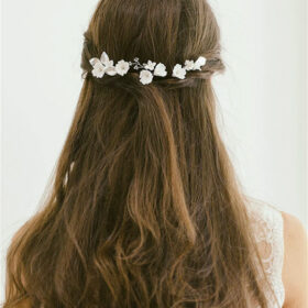 Pics cheveux mariage fleurs feuilles dorés argentés « Mélanie »