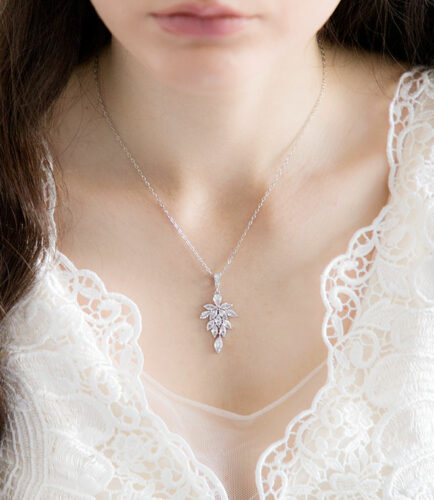Parure Bijoux Mariage - Collier Et Boucles D'oreilles Zircon Doré - Style Délicat Pour Robe De Mariée, Cérémonie - 9