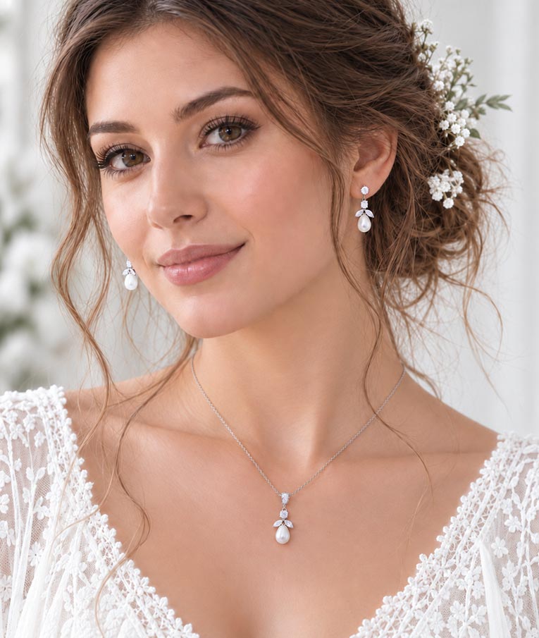 Parure bijoux mariage délicate perles et cristal "Aprille" – Image 4