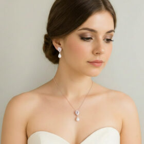 Parure bijoux mariée discrète perles strass « Priscilla»