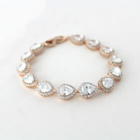 Bracelet mariage de luxe goutte doré ou rose gold Angelina