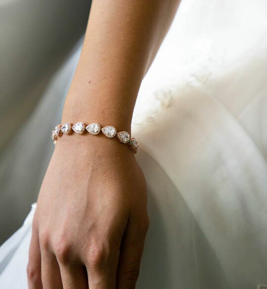 Bracelet mariage de luxe goutte doré ou rose gold Angelina