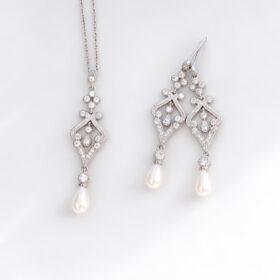 Parure bijoux mariage retro chic perles et cristal "Rachel" – Image 6