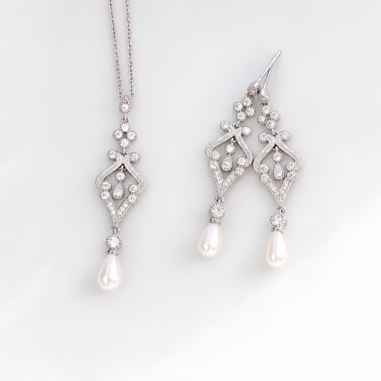 Parure bijoux mariage retro chic perles et cristal "Rachel" – Image 6