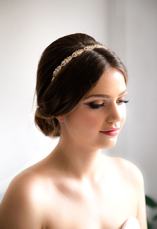 Serre-tête mariée doré ou argenté orné de cristaux  "Salomé" – Image 3