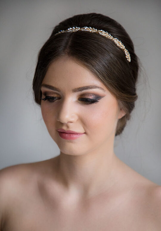 Serre-tête mariée doré ou argenté orné de cristaux  "Salomé" – Image 2