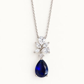 Parure bijoux femme cristal bleu, bijoux pour mariée en oxydes de zirconium "Sarafina" – Image 3