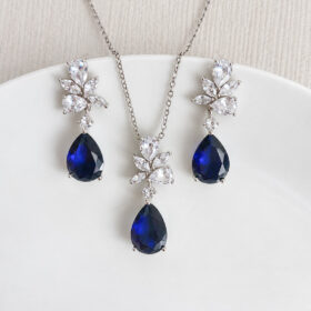 Parure bijoux femme cristal bleu, bijoux pour mariée en oxydes de zirconium "Sarafina"