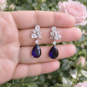Parure bijoux femme cristal bleu, bijoux pour mariée en oxydes de zirconium "Sarafina" – Image 4
