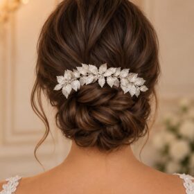 Alternative view of Bijoux cheveux mariage, peigne feuilles en métal "Daphné"