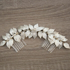 Bijoux cheveux mariage, peigne feuilles en métal Daphné