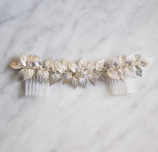Oneroomone Bijoux Cheveux Mariage Élégant - Peigne Cheveux Mariée Avec Fleurs Et Cristaux, Accessoire Argent Pour Femme Et Fille