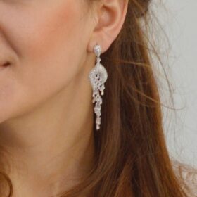 Boucles d’oreilles pour mariée pendantes femmes élégantes en cristal zircon