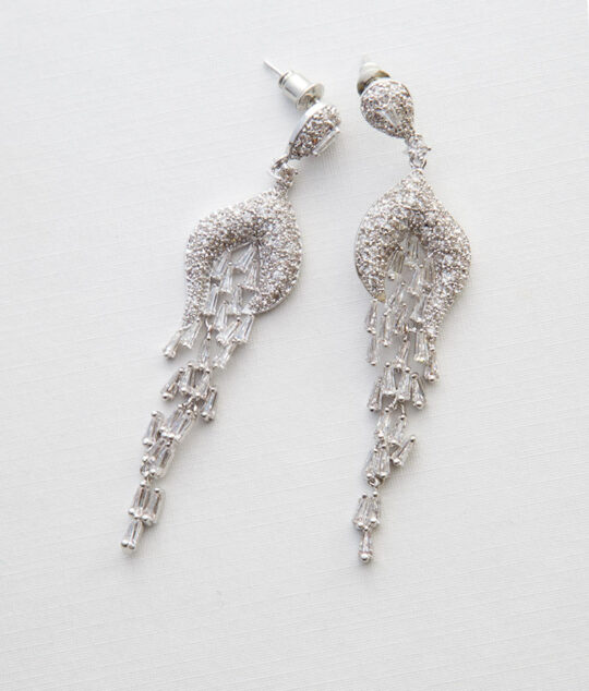 Boucles d’oreilles pour mariée pendantes femmes élégantes en cristal zircon