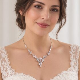 Alternative view of Parure bijoux mariée argentée en cristal Zircon "Félicité"