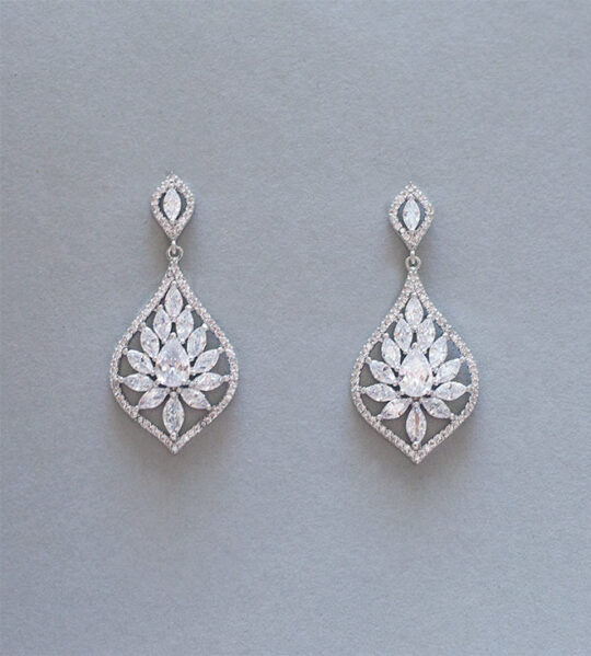Boucles d'oreilles diamantées pour mariée, cristal de qualité en oxyde de zirconium – Image 3