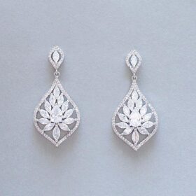 Boucles d'oreilles diamantées pour mariée, cristal de qualité en oxide de zirconium