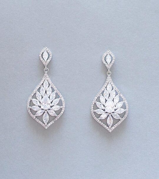 Boucles d'oreilles diamantées pour mariée, cristal de qualité en oxide de zirconium