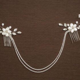 Bijou cheveux mariage bohème chic fleurs strass sur petites peignes "Solenne"