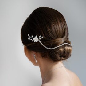 Bijou cheveux mariage bohème chic fleurs strass sur petites peignes "Solenne" – Image 4